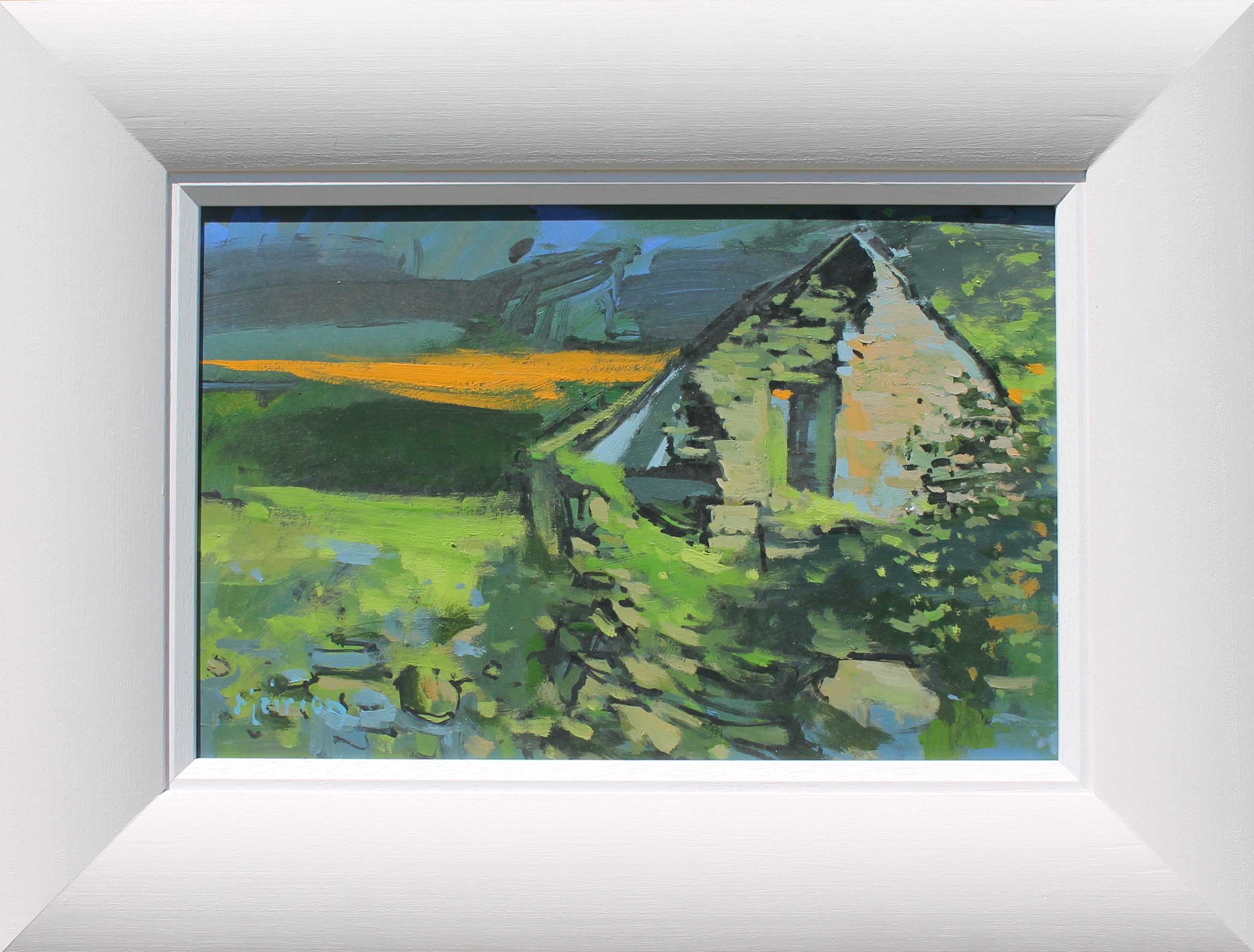 Meirion Jones - Farm ruin with Light - framed