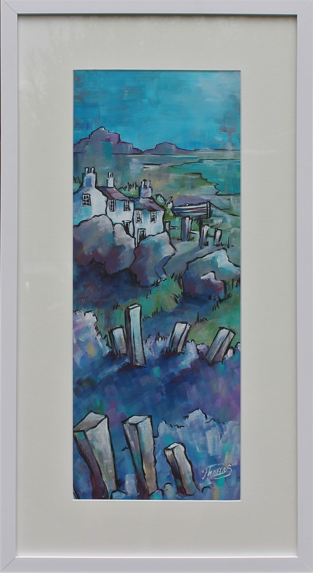 Rhiannon Thomas - last light over Abereiddy, - framed